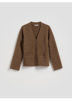 Reserved - Kardigan z kieszeniami - brązowy ze sklepu Reserved w kategorii Swetry damskie - zdjęcie 188535901