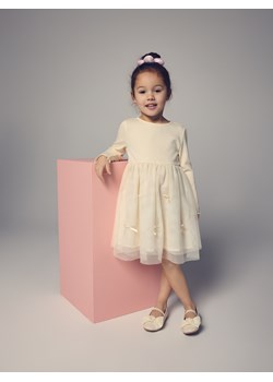 Reserved - Sukienka z tiulowym dołem - kremowy ze sklepu Reserved w kategorii Sukienki dziewczęce - zdjęcie 188536033