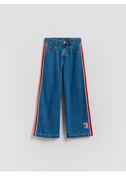 Reserved - Jeansy super wide leg z lampasami - niebieski ze sklepu Reserved w kategorii Spodnie dziewczęce - zdjęcie 188536044