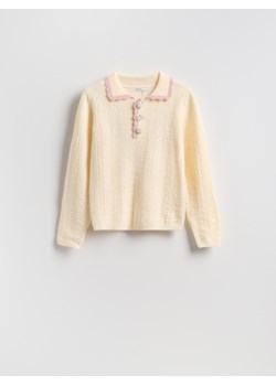 Reserved - Sweter z ozdobnym kołnierzem - kremowy ze sklepu Reserved w kategorii Swetry damskie - zdjęcie 188536124