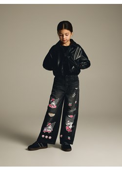 Reserved - Jeansy super wide leg Kuromi - szary ze sklepu Reserved w kategorii Spodnie dziewczęce - zdjęcie 188536132