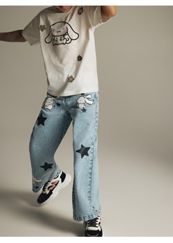 Reserved - Jeansy super wide leg Cinnamoroll - niebieski ze sklepu Reserved w kategorii Spodnie dziewczęce - zdjęcie 188536142