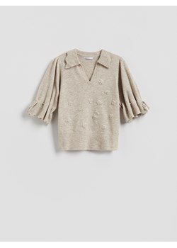 Reserved - Sweter z kołnierzykiem - beżowy ze sklepu Reserved w kategorii Swetry damskie - zdjęcie 188536183