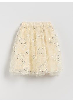 Reserved - Tiulowa spódnica z cekinami - kremowy ze sklepu Reserved w kategorii Spódnice dziewczęce - zdjęcie 188537370