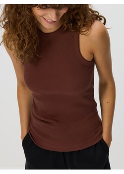 Reserved - Bawełniany top - brązowy ze sklepu Reserved w kategorii Bluzki damskie - zdjęcie 188537601
