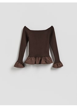 Reserved - Sweter z wiskozą - ciemnobrązowy ze sklepu Reserved w kategorii Swetry damskie - zdjęcie 188537620