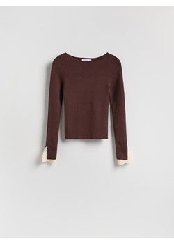 Reserved - Bluzka z ozdobną wstawką - ciemnobrązowy ze sklepu Reserved w kategorii Bluzki damskie - zdjęcie 188537624