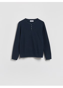 Reserved - Strukturalny sweter z bawełny - granatowy ze sklepu Reserved w kategorii Swetry męskie - zdjęcie 188537760