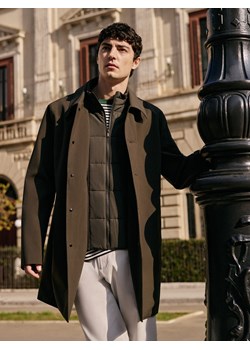 Reserved - Gładki płaszcz z kołnierzem - ciemnozielony ze sklepu Reserved w kategorii Płaszcze męskie - zdjęcie 188537801