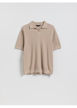 Reserved - Strukturalny sweter polo - beżowy ze sklepu Reserved w kategorii Swetry męskie - zdjęcie 188537950