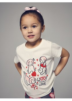 Reserved - Bawełniany t-shirt z nadrukiem - złamana biel ze sklepu Reserved w kategorii Bluzki dziewczęce - zdjęcie 188537954