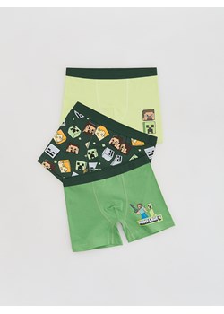 Reserved - Bawełniane bokserki Minecraft 3 pack - zielony ze sklepu Reserved w kategorii Majtki dziecięce - zdjęcie 188538161