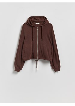 Reserved - Rozpinana bluza z wiskozą - ciemnobrązowy ze sklepu Reserved w kategorii Bluzy damskie - zdjęcie 188538440