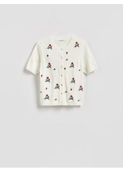 Reserved - Kardigan z krótkim rękawem - złamana biel ze sklepu Reserved w kategorii Swetry damskie - zdjęcie 188538623