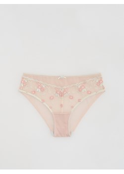 Reserved - Majtki figi z haftem - beżowy ze sklepu Reserved w kategorii Majtki damskie - zdjęcie 188538721