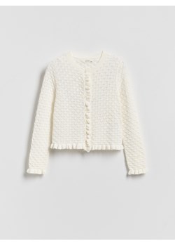 Reserved - Ażurowy kardigan z bawełny - złamana biel ze sklepu Reserved w kategorii Swetry dziewczęce - zdjęcie 188538834
