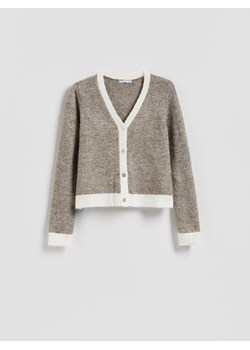 Reserved - Kardigan z kontrastowymi wstawkami - brązowy ze sklepu Reserved w kategorii Swetry damskie - zdjęcie 188538862