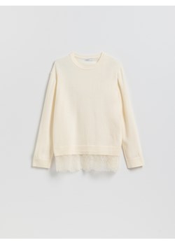 Reserved - Sweter z wełną - kremowy ze sklepu Reserved w kategorii Swetry damskie - zdjęcie 188539200