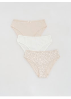 Reserved - Bawełniane majtki figi 3 pack - kremowy ze sklepu Reserved w kategorii Majtki damskie - zdjęcie 188539393