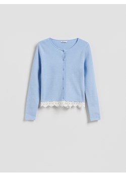 Reserved - Kardigan z koronką - jasnoniebieski ze sklepu Reserved w kategorii Swetry damskie - zdjęcie 188539430