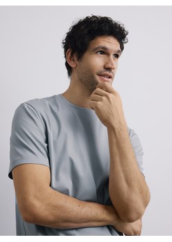 Reserved - T-shirt regular z bawełny merceryzowanej - jasnoniebieski ze sklepu Reserved w kategorii T-shirty męskie - zdjęcie 188539443