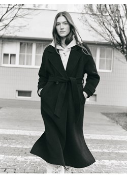 Reserved - Płaszcz handmade z wełną - granatowy ze sklepu Reserved w kategorii Płaszcze damskie - zdjęcie 188539783