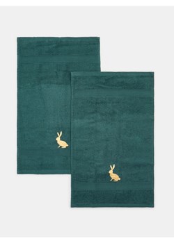 Sinsay - Zestaw ręczników ze złotym nadrukiem zajączka 2 pack - zielony ze sklepu Sinsay w kategorii Ręczniki - zdjęcie 188542432