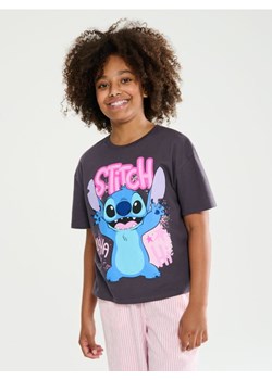 Sinsay - Bawełniana koszulka z nadrukiem Lilo & Stitch - szary ze sklepu Sinsay w kategorii Bluzki dziewczęce - zdjęcie 188542511