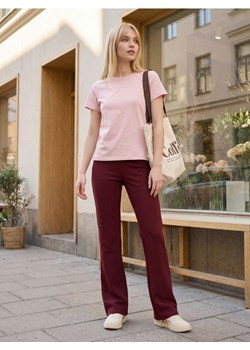 Sinsay - Bawełniana koszulka z gęstego splotu Interlock - różowy ze sklepu Sinsay w kategorii Bluzki damskie - zdjęcie 188542534