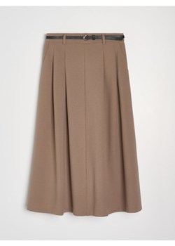 Sinsay - Rozkloszowana spódnica midi z paskiem - brązowy ze sklepu Sinsay w kategorii Spódnice - zdjęcie 188542561