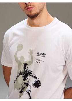 Sinsay - Bawełniana koszulka z nadrukiem - biały ze sklepu Sinsay w kategorii T-shirty męskie - zdjęcie 188542590