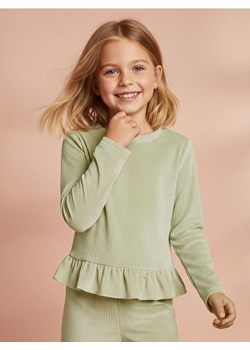 Sinsay - Prążkowana bluza crewneck - zielony ze sklepu Sinsay w kategorii Bluzy dziewczęce - zdjęcie 188542654