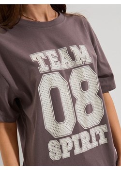 Sinsay - Bawełniana koszulka z napisem - szary ze sklepu Sinsay w kategorii Bluzki damskie - zdjęcie 188542701