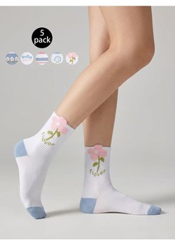 Sinsay - Zestaw skarpetek z kwiatowymi i pasiastymi wzorami 5 pack - wielobarwny ze sklepu Sinsay w kategorii Skarpetki damskie - zdjęcie 188542903