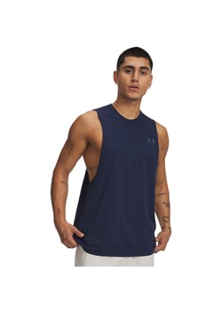 Męski top treningowy Under Armour UA Left Chest Cut Off Tank - granatowy ze sklepu Sportstylestory.com w kategorii T-shirty męskie - zdjęcie 188544963