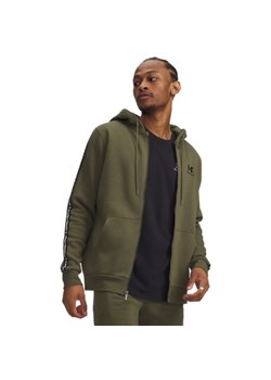 Meska bluza dresowa rozpinana z kapturem Under Armour UA Icon Fleece FZ Taping - oliwkowa ze sklepu Sportstylestory.com w kategorii Bluzy męskie - zdjęcie 188545020