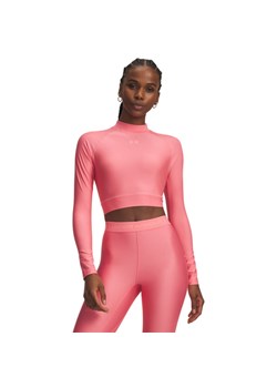 Damski longsleeve treningowy Under Armour HeatGear Crop Mock LS - różowy ze sklepu Sportstylestory.com w kategorii Bluzki damskie - zdjęcie 188545034