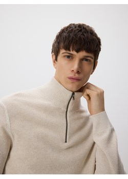 Reserved - Sweter z rozpinanym golfem - beżowy ze sklepu Reserved w kategorii Swetry męskie - zdjęcie 188546263