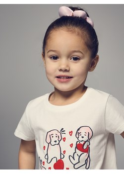 Reserved - Bawełniany t-shirt z nadrukiem - złamana biel ze sklepu Reserved w kategorii Bluzki dziewczęce - zdjęcie 188546750