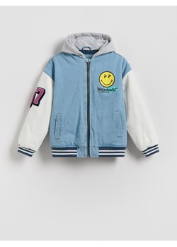 Reserved - Jeansowa bomberka SmileyWorld® - niebieski ze sklepu Reserved w kategorii Kurtki chłopięce - zdjęcie 188546960