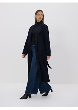 Reserved - Płaszcz handmade z wełną - granatowy ze sklepu Reserved w kategorii Płaszcze damskie - zdjęcie 188547191