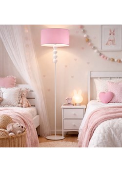 Biała lampa podłogowa z różowym abażurem BERMUDY do pokoju dziecięcego ze sklepu Lysne w kategorii Lampy podłogowe - zdjęcie 188547310