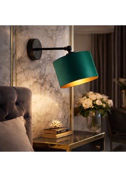 Czarna lampa ścienna na wysięgniku ruchomym TETE GOLD z abażurem w kolorze zieleni butelkowej ze złotym wnętrzem ze sklepu Lysne w kategorii Lampy ścienne - zdjęcie 188547614