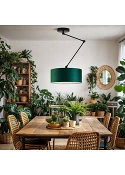 Lampa sufitowa z ruchomym ramieniem nad stół w salonie NEWA z abażurem 40 cm w kolorze zieleni butelkowej ze sklepu Lysne w kategorii Lampy sufitowe - zdjęcie 188547643