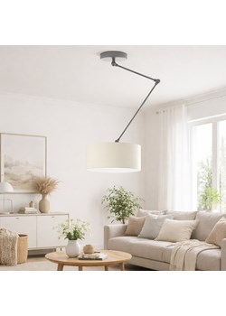 Klasyczna lampa wisząca z abażurem ecru NEWA z długim regulowanym ramieniem ze sklepu Lysne w kategorii Lampy wiszące - zdjęcie 188547661