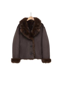 Damska zimowa kurtka z futerkiem - Brązowy XS ze sklepu Intimica.pl w kategorii Kurtki damskie - zdjęcie 188547743