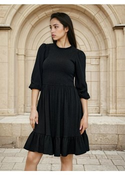 Sinsay - Sukienka z marszczeniami i falbanką - czarny ze sklepu Sinsay w kategorii Sukienki - zdjęcie 188549052