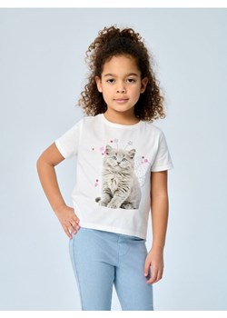 Sinsay - Bawełniana koszulka z nadrukiem - kremowy ze sklepu Sinsay w kategorii Bluzki dziewczęce - zdjęcie 188549154