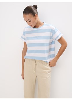 Mohito - Bawełniany t-shirt w paski - biały ze sklepu Mohito w kategorii Bluzki damskie - zdjęcie 188549923