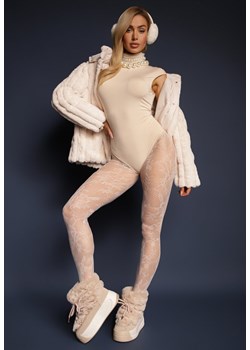 Jasnobeżowe Body z Golfem bez Rękawów Averille ze sklepu renee.pl w kategorii Bluzki damskie - zdjęcie 188550562